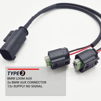 BMW Auxiliary Power Y-Splitter Harness — Dual 12V BMW Output Type 3