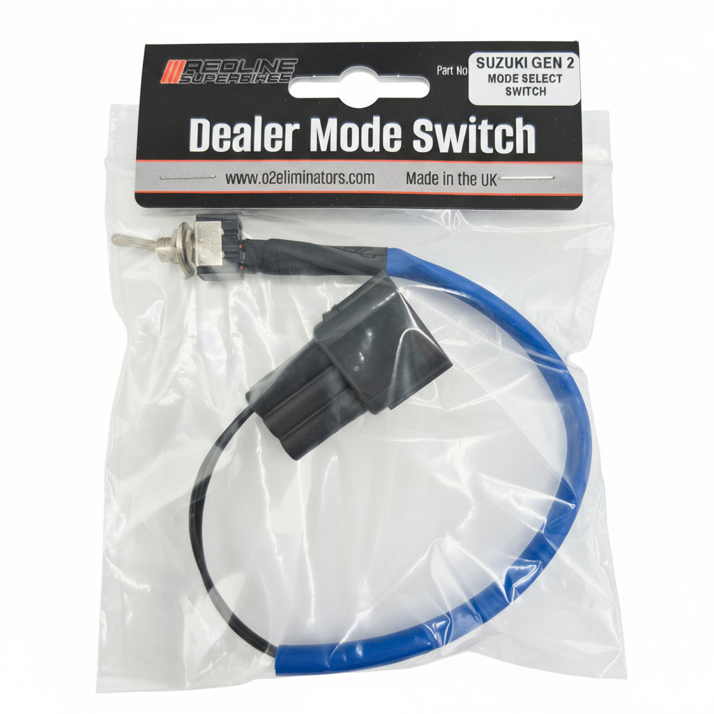 Suzuki Gen 2 mode select switch in packaging with Redline Racing branding.